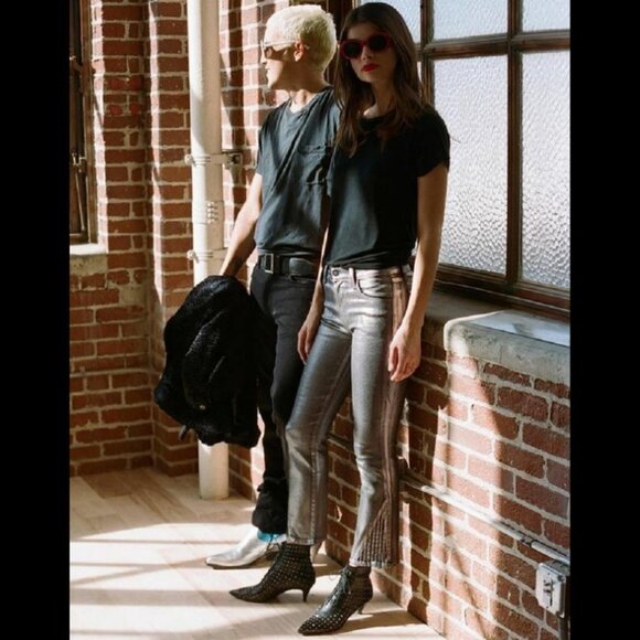 J Brand Selena Mid Rise Crop Jeans Foiled Chrome - Picture 3 of 10